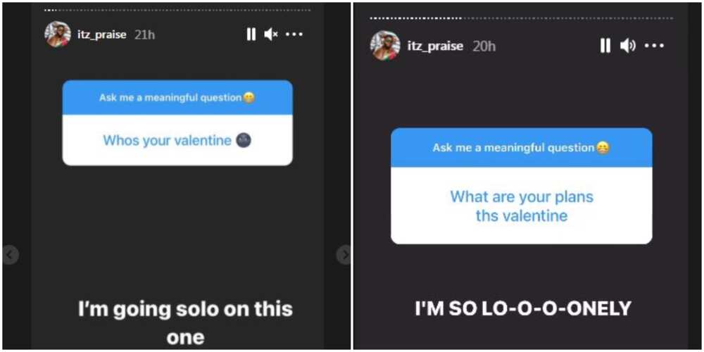 BBNaija star Praise sparks separation rumours from fiancée after saying he has no Valentine