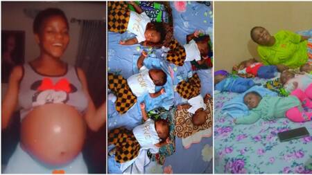 "5 kids at once": Final year student who gave birth to quintuplets posts video of the children, goes viral