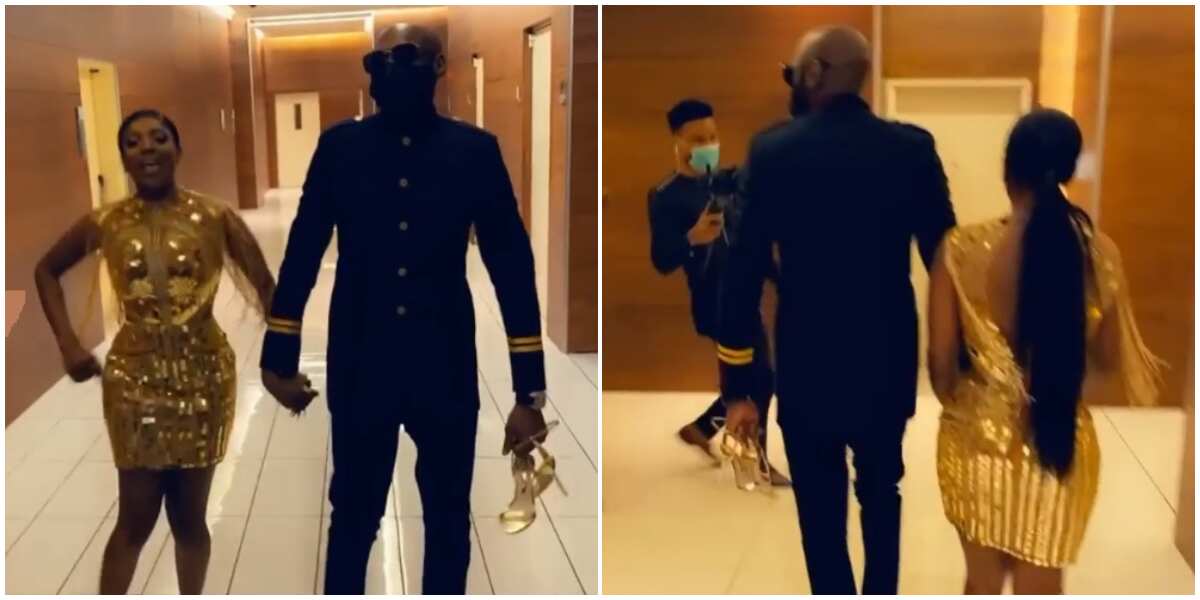 Adorable video of 2baba holding Annie Idibia's shoes at the Headies award, Nigerians react