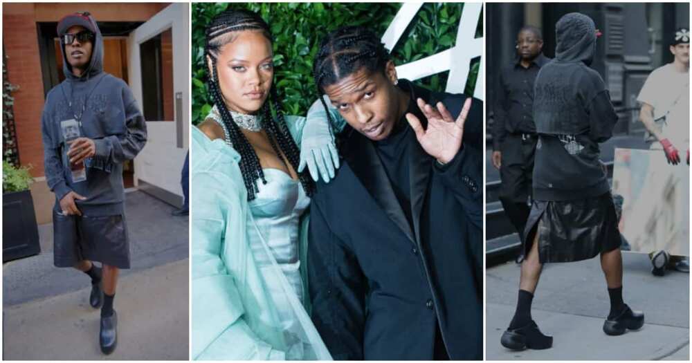 Rihanna's Boyfriend ASAP Rocky Rocks Knee Length Leather Skirt ...