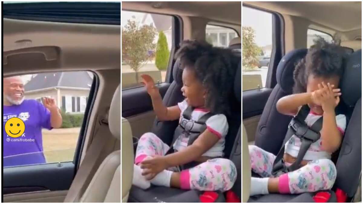 Emotional moment little girl says goodbye to her grandpa as she doesn't want to leave, video goes viral