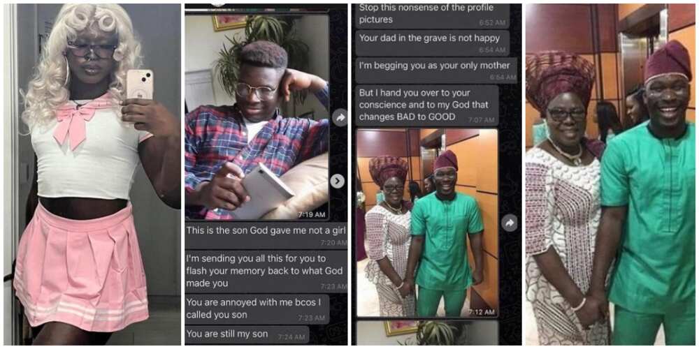 Viral WhatsApp chats between a Nigerian mum and her grown-up cross-dressing son gets many emotional