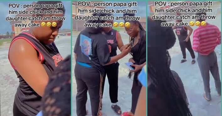 Lady destroys father's cake gift to side chick
