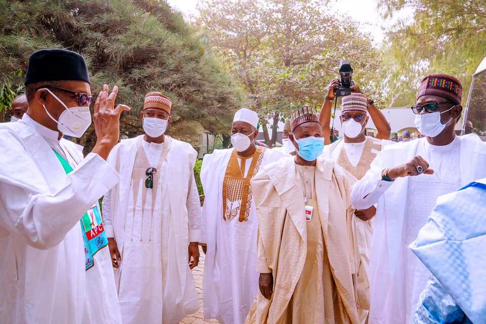 It's shameful! PDP, Afenifere react as 10 APC governors accompanied Buhari to Daura for registration