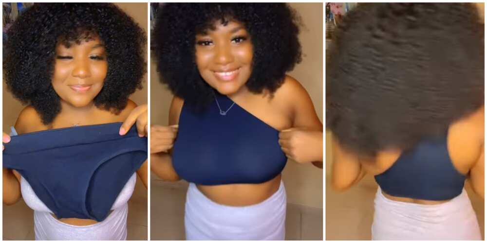 Video shows beautiful lady wearing pant as crop top, stirs reactions