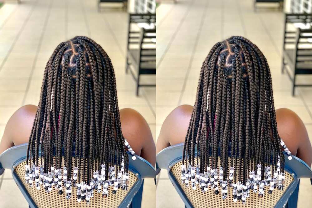 Curly Box Braids 🖤  Box braids hairstyles for black women, Short