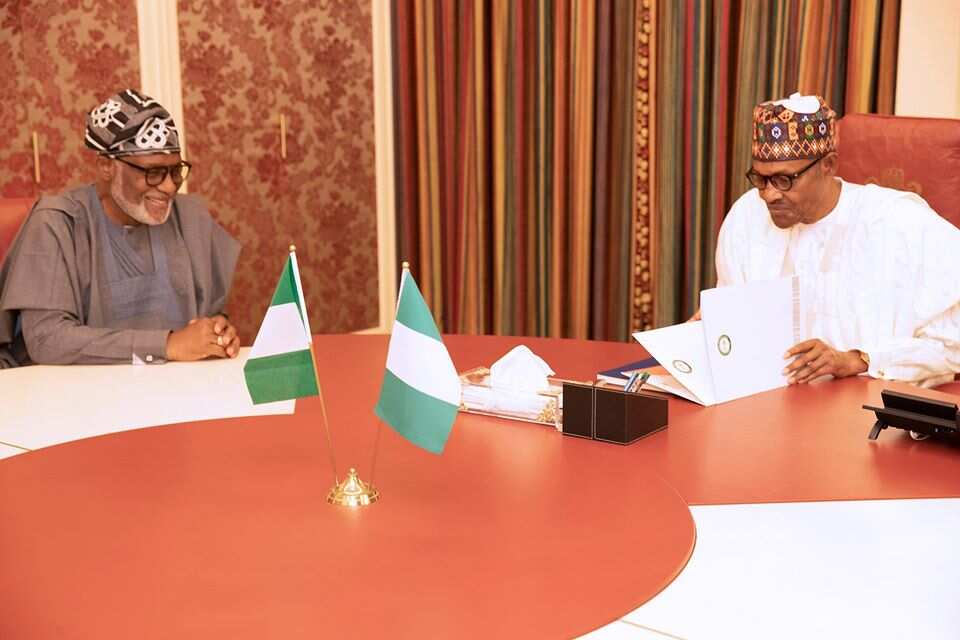 Amotekun: Buhari, Akeredolu meet in Aso Villa