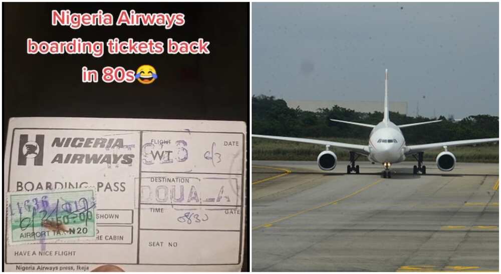 Photo of Nigerian Airways boarding ticket that costs N150.
