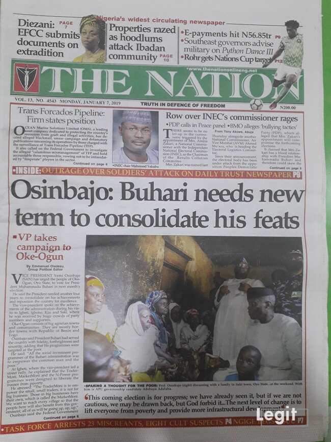 Newspaper headlines for Monday, January 7