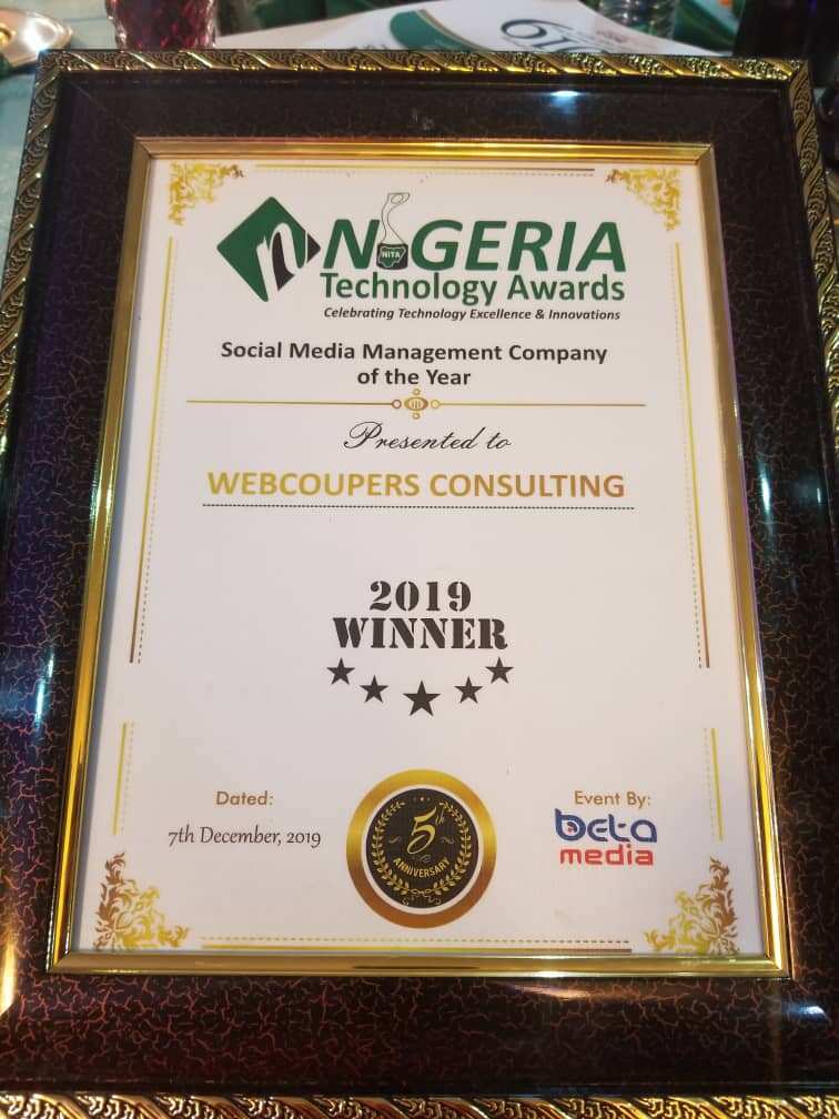 Webcoupers Consulting bags Social Media Management Company of the year award