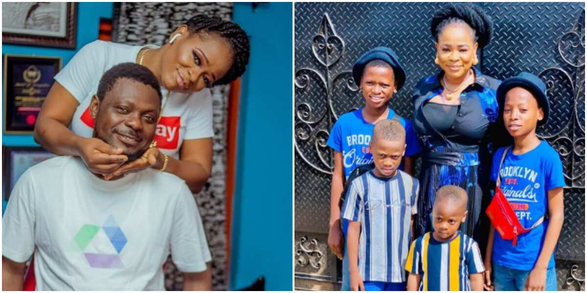 If you can't afford to cater for my 4 boys, do not invite us to your party - Actor Kunle Afod's wife says