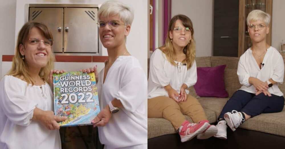 German sisters break the Guinness World Record for shortest female twins. German sisters break the Guinness World Record for shortest female twins.