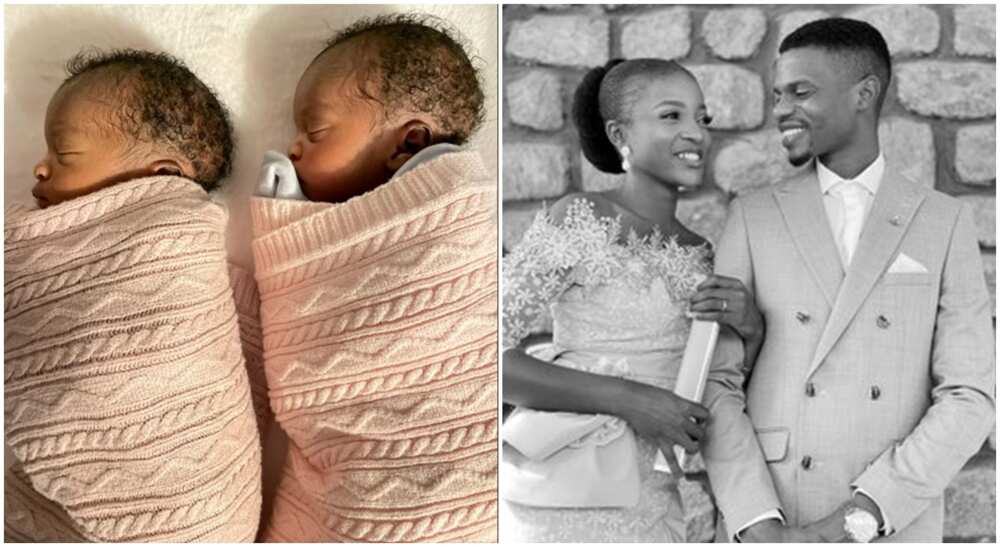 Photos Nigerian couple and their twin babies.