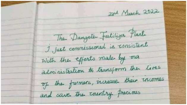 Buhari's handwriting