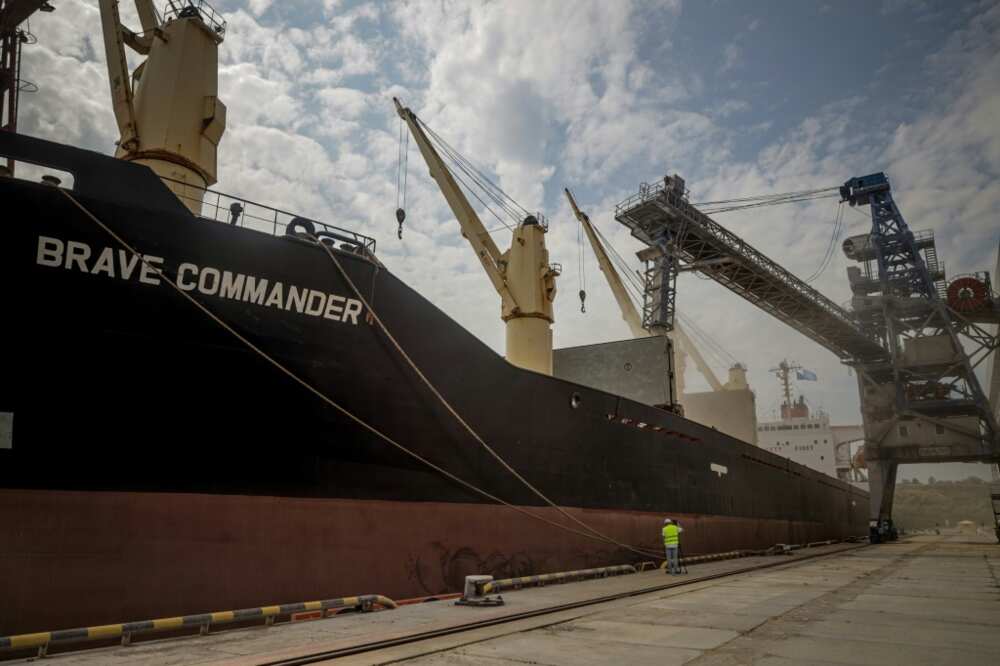 The UN-chartered vessel will head to Africa carrying 23 tonnes of wheat