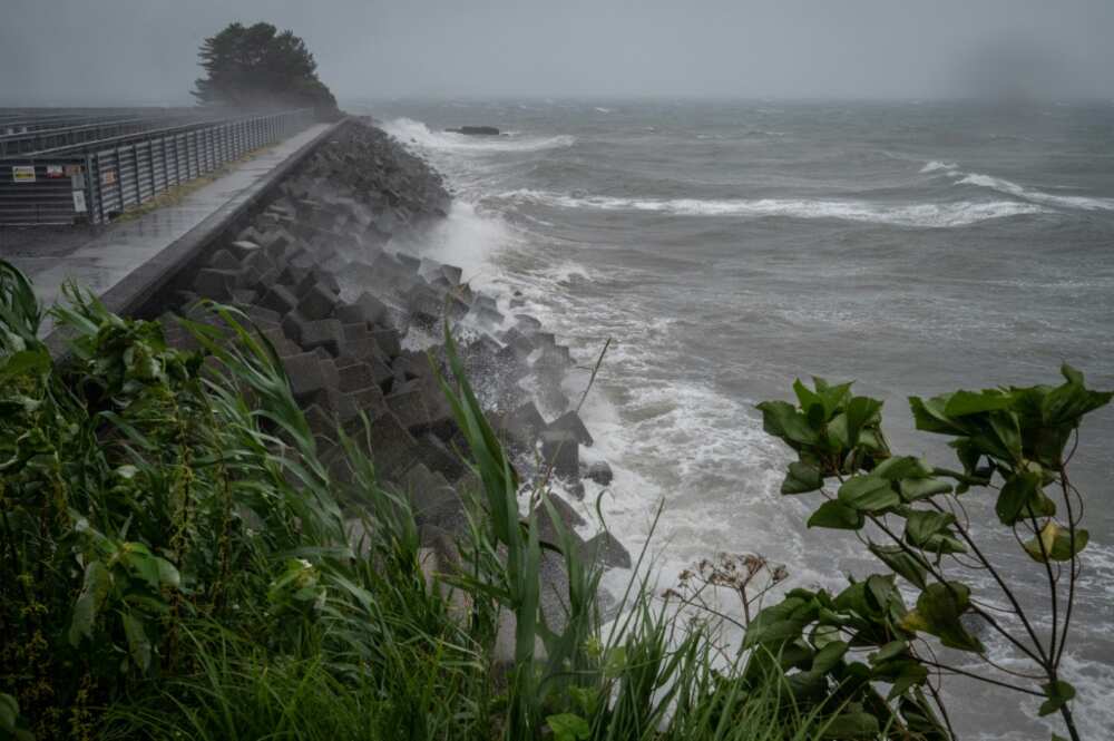 Typhoon Nanmadol has brought heavy rains, high waves and strong winds to southern Japan