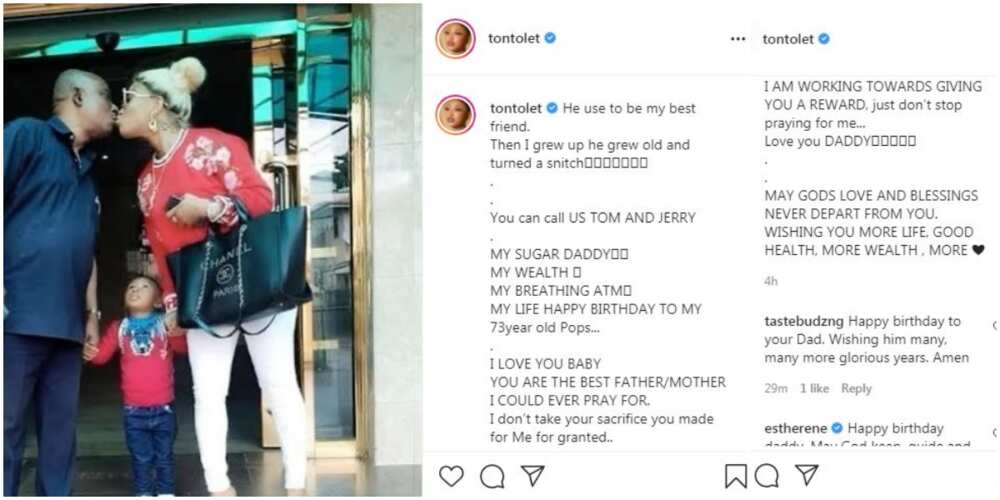 You’re the Best Father/Mother I Could Ever Pray for: Tonto Dikeh Celebrates 73-Year-Old Dad on Birthday