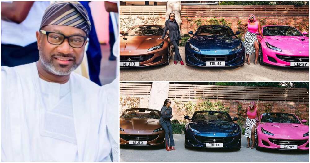 Billionaire Femi Otedola buys Ferrari for each of his 3 daughters (photos)