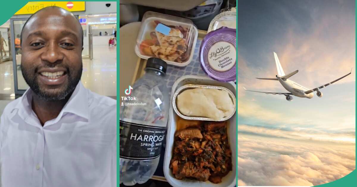 Video: This man travelled from London to Lagos using Air Peace, you need to see the food he was served