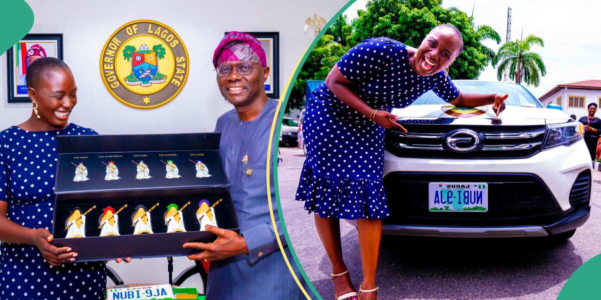 Complete list of gifts Sanwo-Olu gave Nigerian lady who drove from London to Lagos