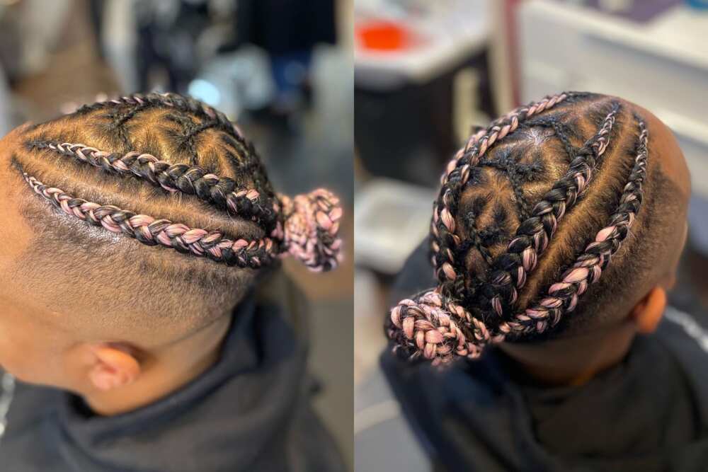 Braided Wig,braidswig, Feed in Braids,ghana Weave,fulani Ket Cornrow Wig  16inches,hearts Cornrow With Beads. All Back Beaded Braids 