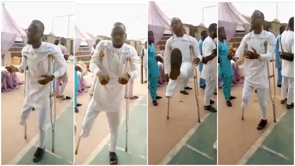 One leg man dances to Naira Marley's song, shows amazing gbese moves