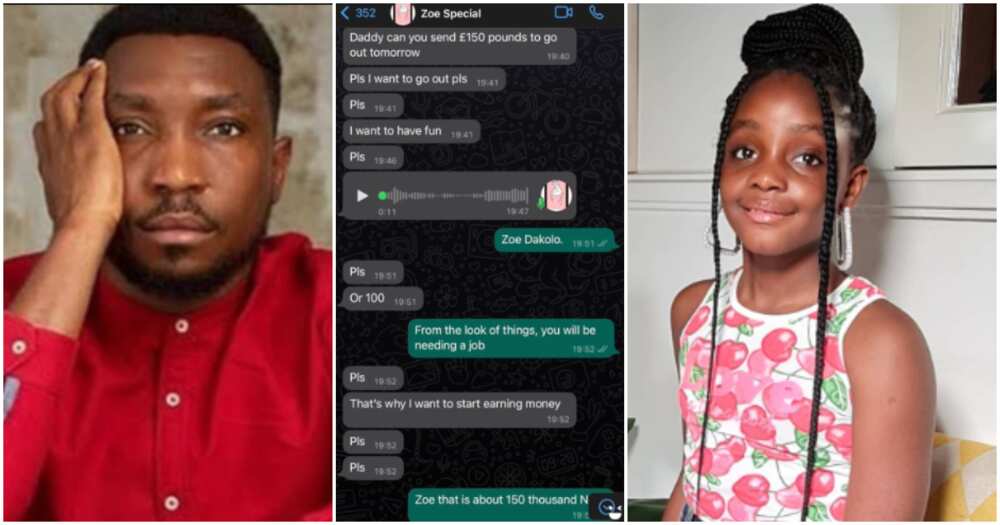 Timi Dakolo reacts as daughter asks for N150k to go out and chill.
