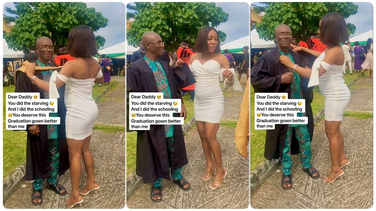 WATCH: Lady moves people as she celebrates her dad who worked hard to send her to school