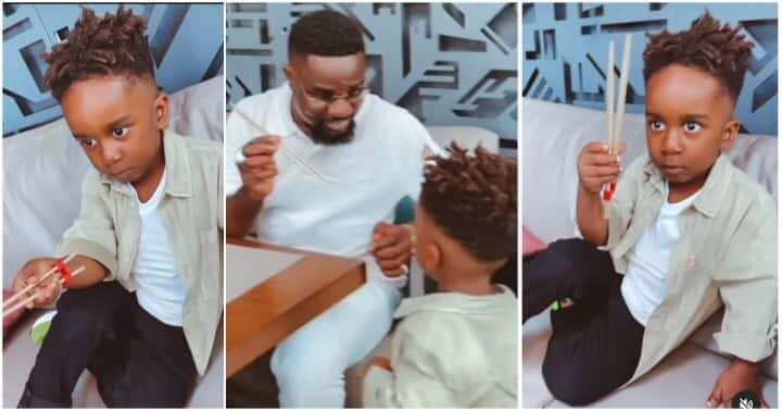 Sarkodie spends time with his son.