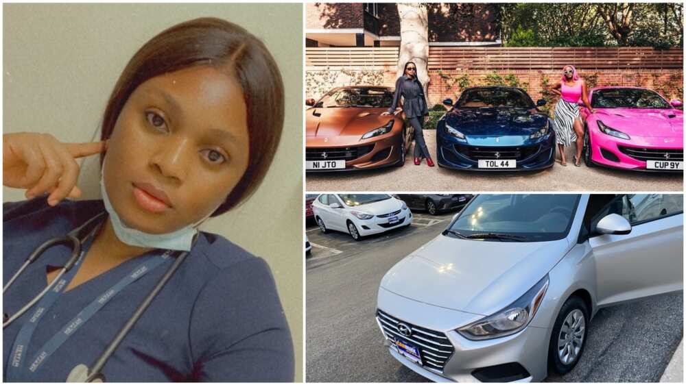 A collage of the lady, her car and Otedola's daughters with their Ferraris.
Photos sources: Twitter/Jennifer/Instagram/DJ Cuppy