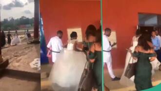 UNIZIK bride writes 2 papers on her wedding day, spotted at exam venue with bridesmaids
