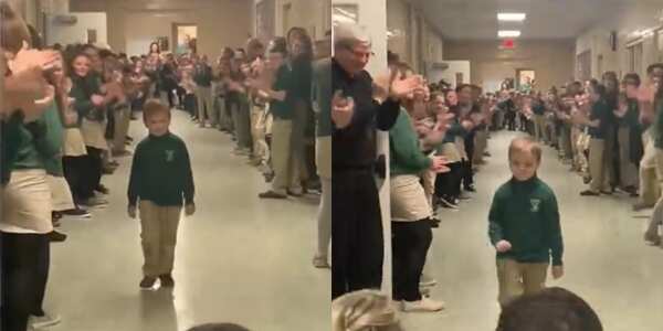 6-year-old beats cancer, returns to school to a champion's welcome from his colleagues