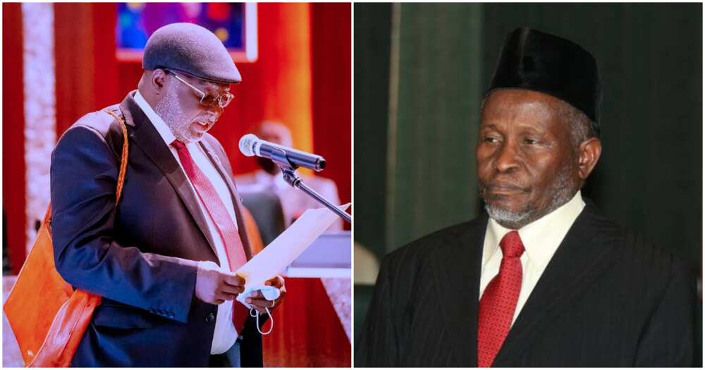 Justice Tanko Muhammad, Justice Olukayode Ariwoola, Chief Justice of Nigeria Justice Tanko Muhammad, Justice Olukayode Ariwoola, Chief Justice of Nigeria