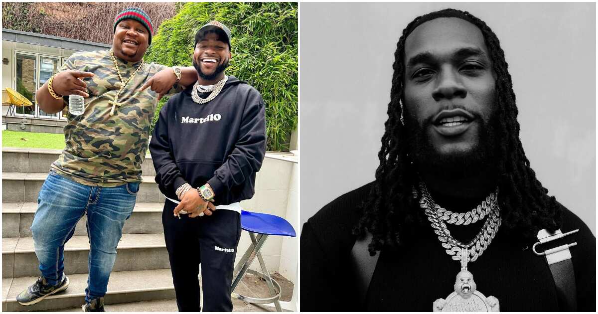 Dem no get money o: Davido all smiles as his bestie Cubana Chief Priest shades Burna Boy, Nigerians react