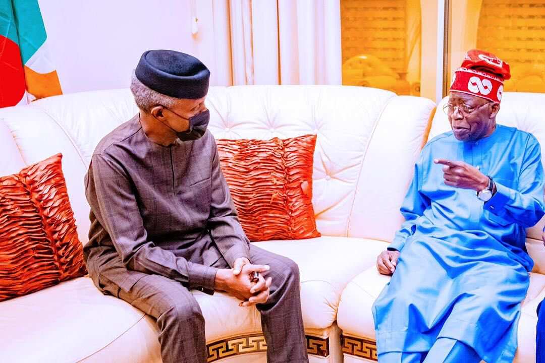 Finally revealed: Real reason Bola Tinubu visits Vice president Yemi Osinbajo