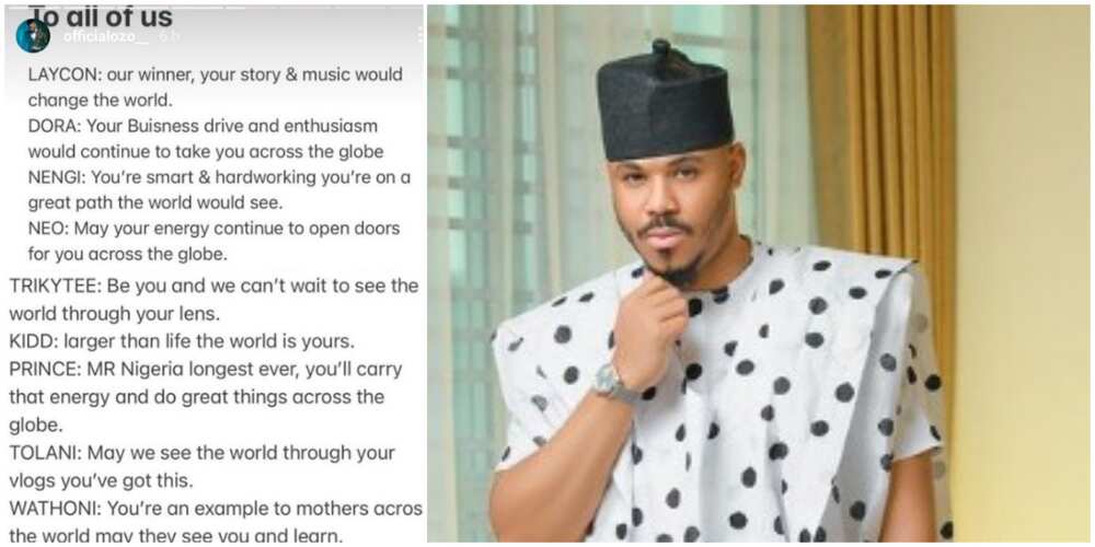 Nigerians react as BBNaija star Ozo offers emotional prayers for each of the other hosuemates