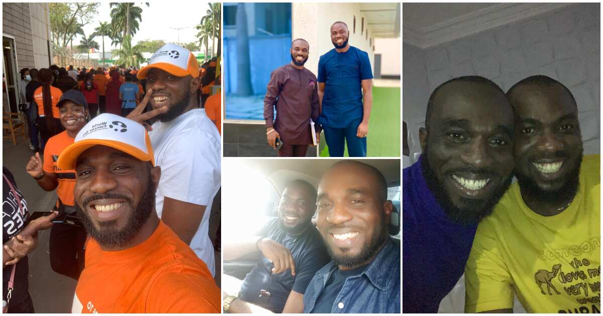 Two unrelated Nigerian men find out they look alike, have same birthday and one sister each, photos shock many