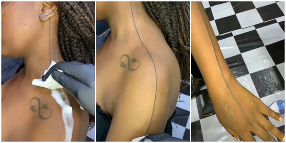Photos of a lady's tattoo.