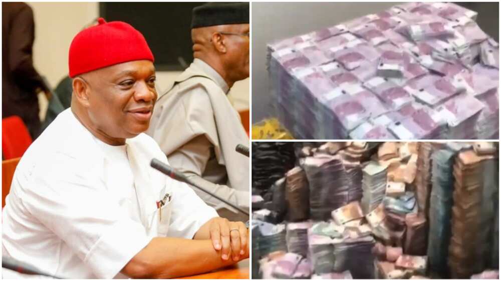 Senator Orji Uzor Kalu/Stacks of money/Nigerian Senator