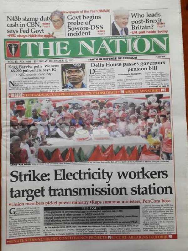 Nigeria newspaper The Nation of Thursday, December 12.