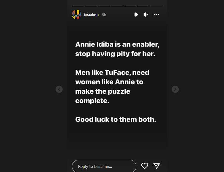 Bisi Alimi on Annie Idibia.