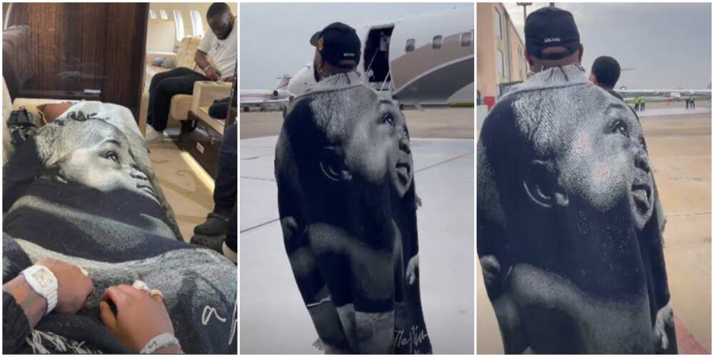 He Still Loves Chioma: Nigerians React As Davido Flaunts Customised Shawl With Ifeanyi’s Face Printed on It