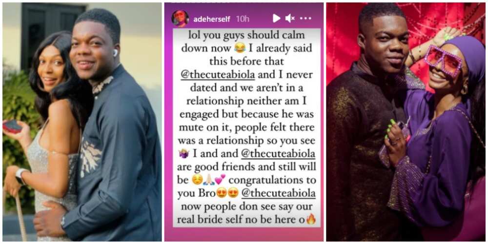 Lies: Reactions as Adeherself denies ever being in a relationship with Cute Abiola following his wedding