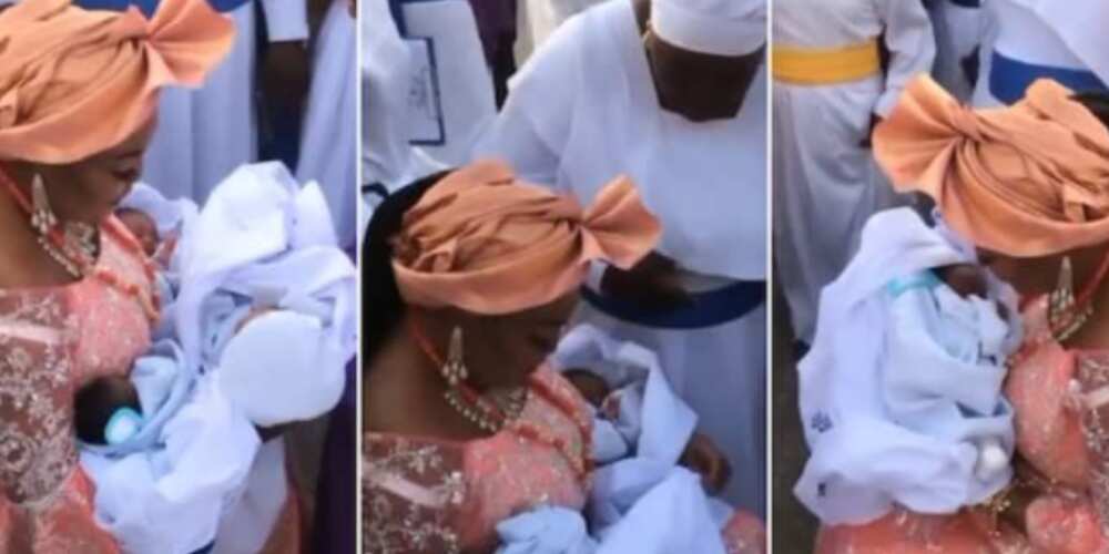 A Nigerian woman welcomed triplets after 18 years of waiting