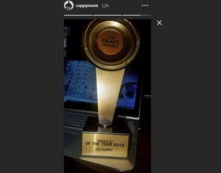DJ Cuppy wins female DJ of the year, shares photo