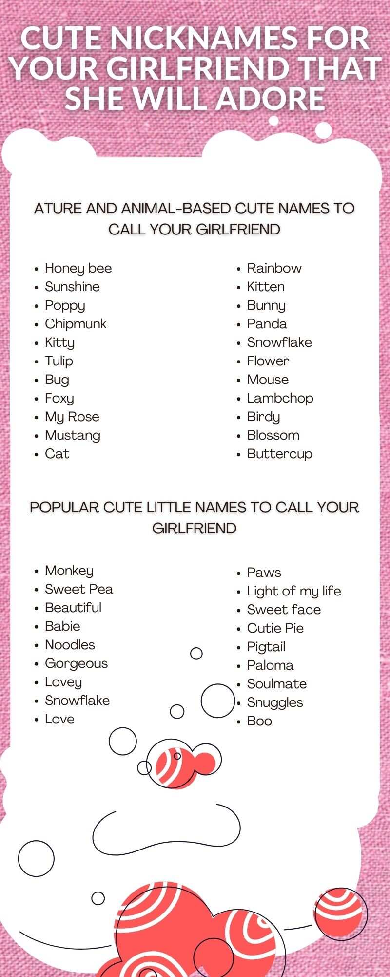 Cute nicknames for your girlfriend