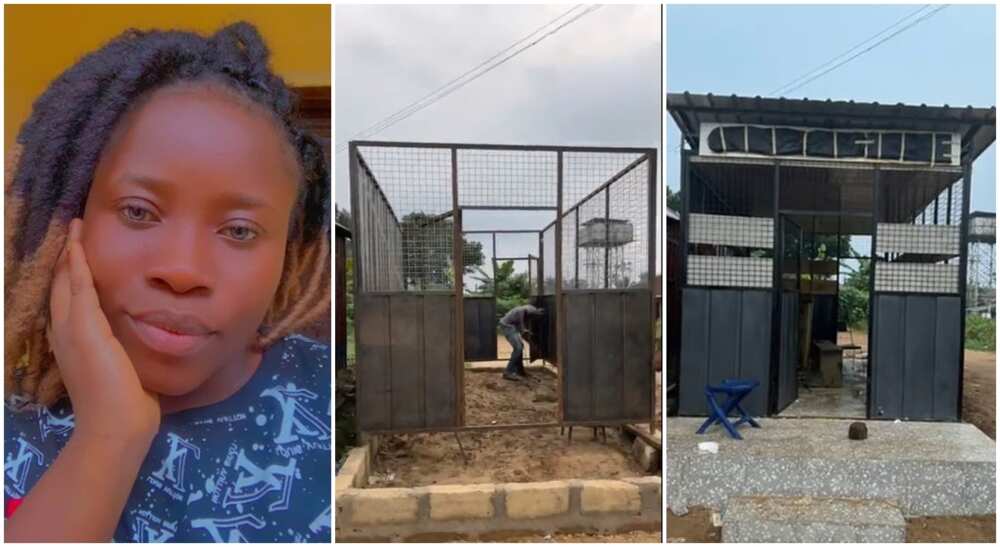 Photos of a Nigerian lady and her container which she turned into a restaurant.