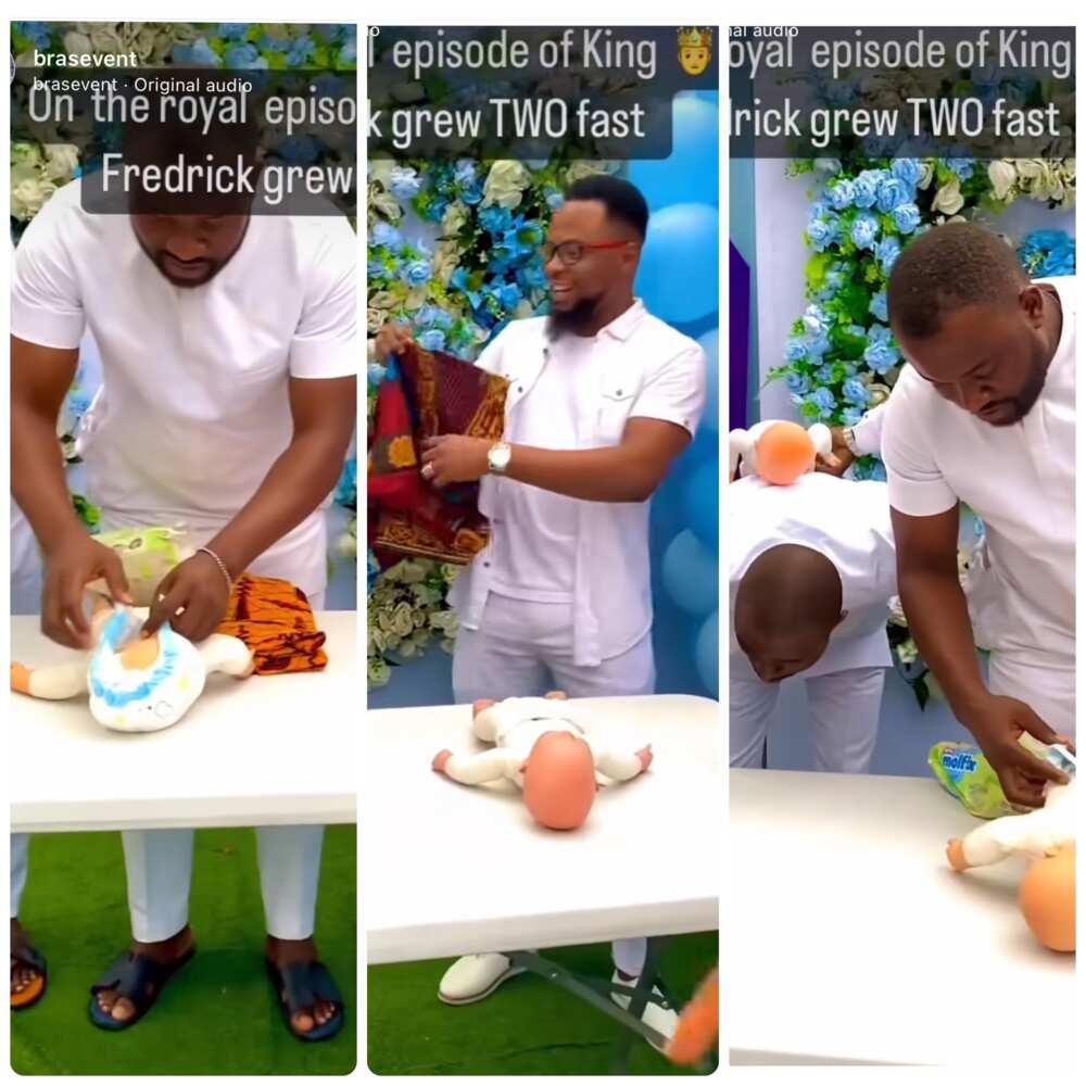 Reactions as Man confuses, Ties Diapers on Baby’s Head in Viral Funny Video