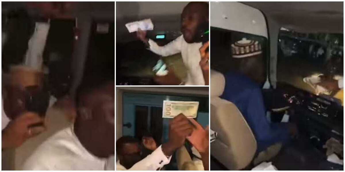 Yusuf Buhari's groomsmen stun their wedding dinner bus driver as they contribute over N500k for him in video