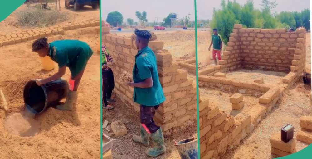 Video shows men building house without cement